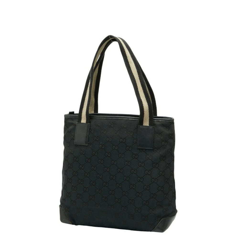 Gucci Canvas Leather Handbag GG Black